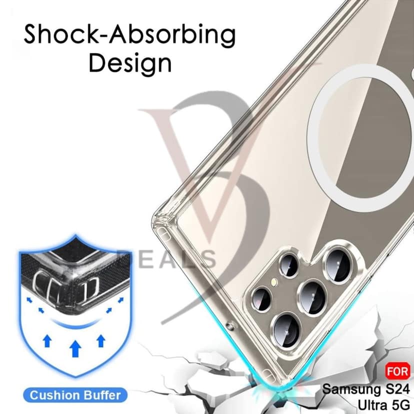 V3Deals Magnetic Wireless Charging Compatible for Samsung Galaxy S24 Ultra 5G Anti-Yellow Shockproof Camera Protection Cover Crystal Clear Case | Light Weight (Transparent, S24 Ultra (Magnetic)) view 7