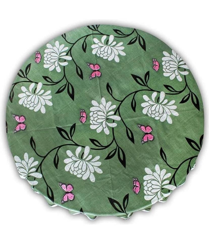 Printed PVC 4 Seater Round Table Cover ( 152 x 152 ) cm Pack of 1 Green view 2