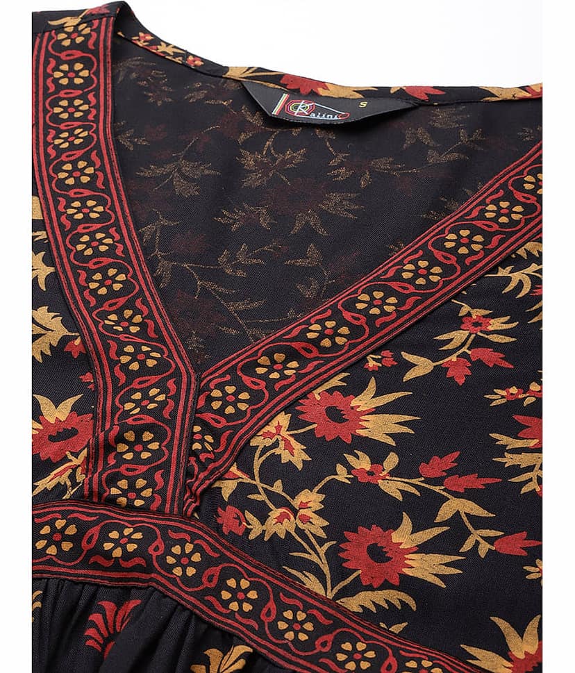 Glorious - Black Cotton Women's Flared Kurti ( Pack of 1 ) view 2