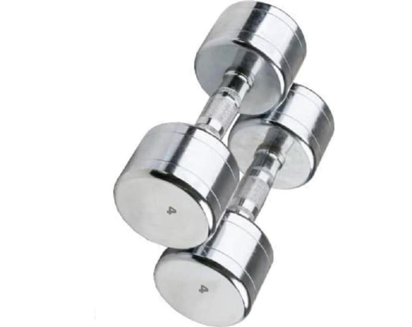 A pair of 4 KG round steel chrome dumbbells for home and gym use view 2