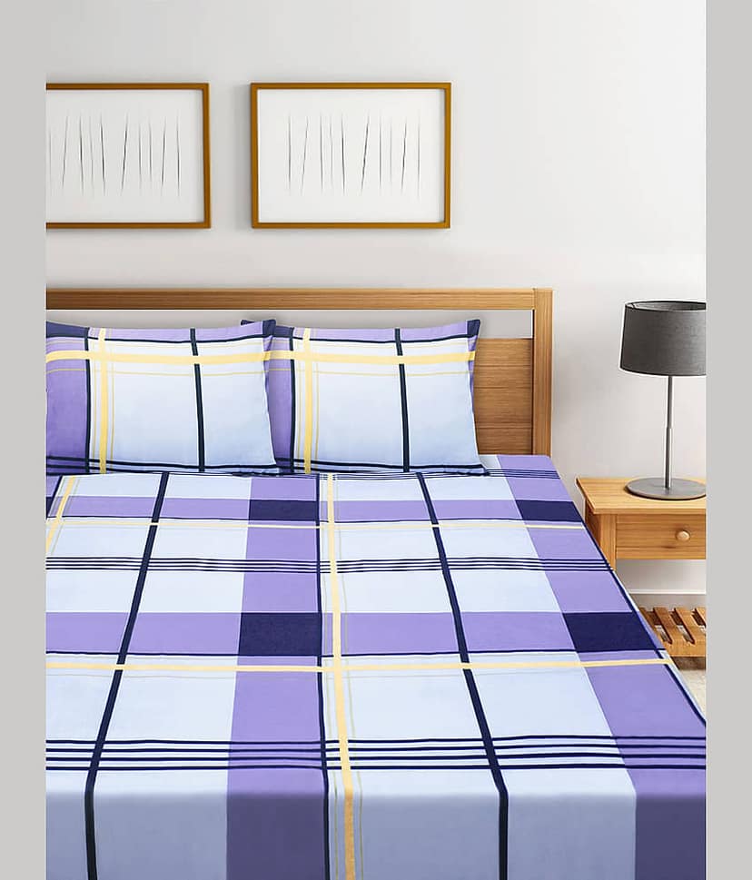 Home Candy Microfiber Double Bedsheet ( Multicolor ) view 2