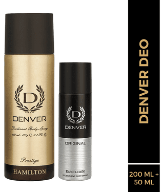 Denver Prestige Deo & Black Code Nano Deodorant Spray for Men 250 ml ( Pack of 2 )