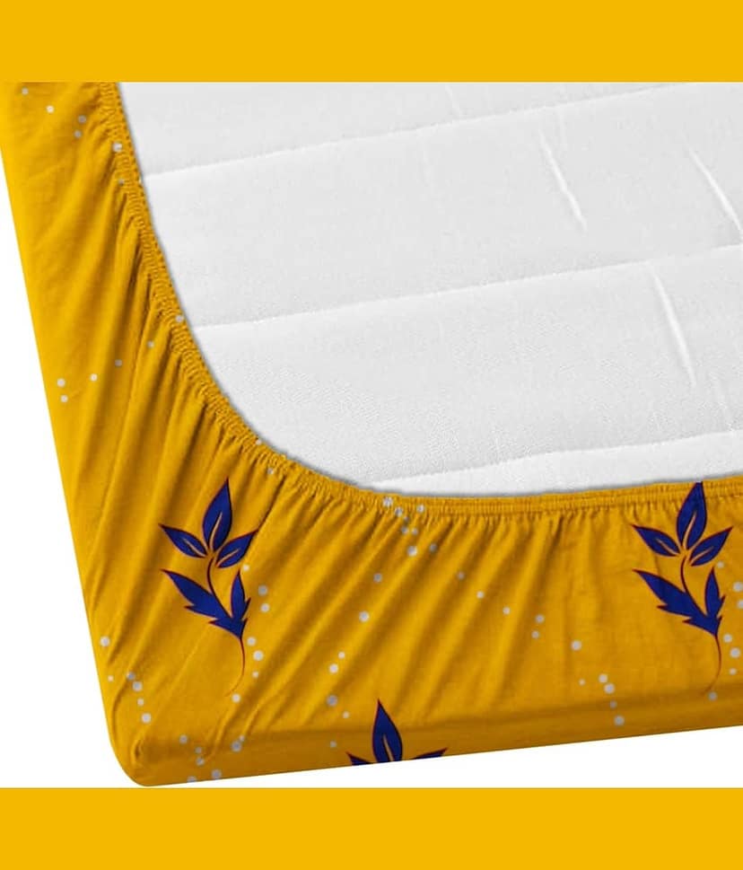 Neekshaa Cotton Geometric Fitted Fitted bedsheet with 2 Pillow Covers ( Double Bed ) - White view 2