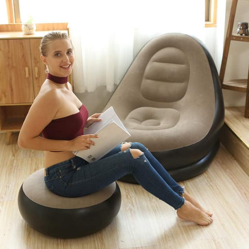 Inflatable Lounge Air Sofa Chair with Foot Stool – For Kids & Adults view 6