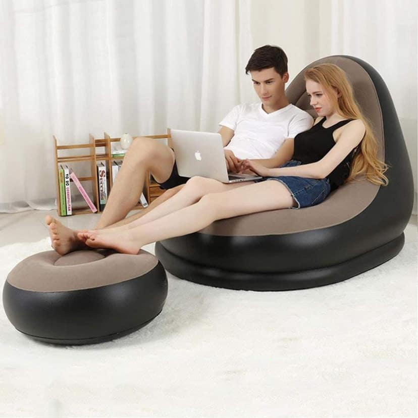 Inflatable Lounge Air Sofa Chair with Foot Stool – For Kids & Adults view 7