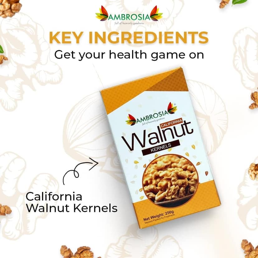 Ambrosia California Walnut Kernels 250g | Extra Light Halves (Pack of 1) view 3