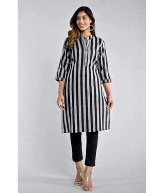 ZAMAISHA - Black Cotton Women's Straight Kurti ( Pack of 1 )
