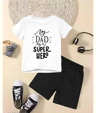 MUSNAH GARMENTS Pack of 1 Unisex for Baby Cotton T-Shirt & Shorts ( White )