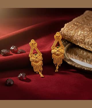 LUV FASHION Gold Danglers Earrings ( Pack of 1 )