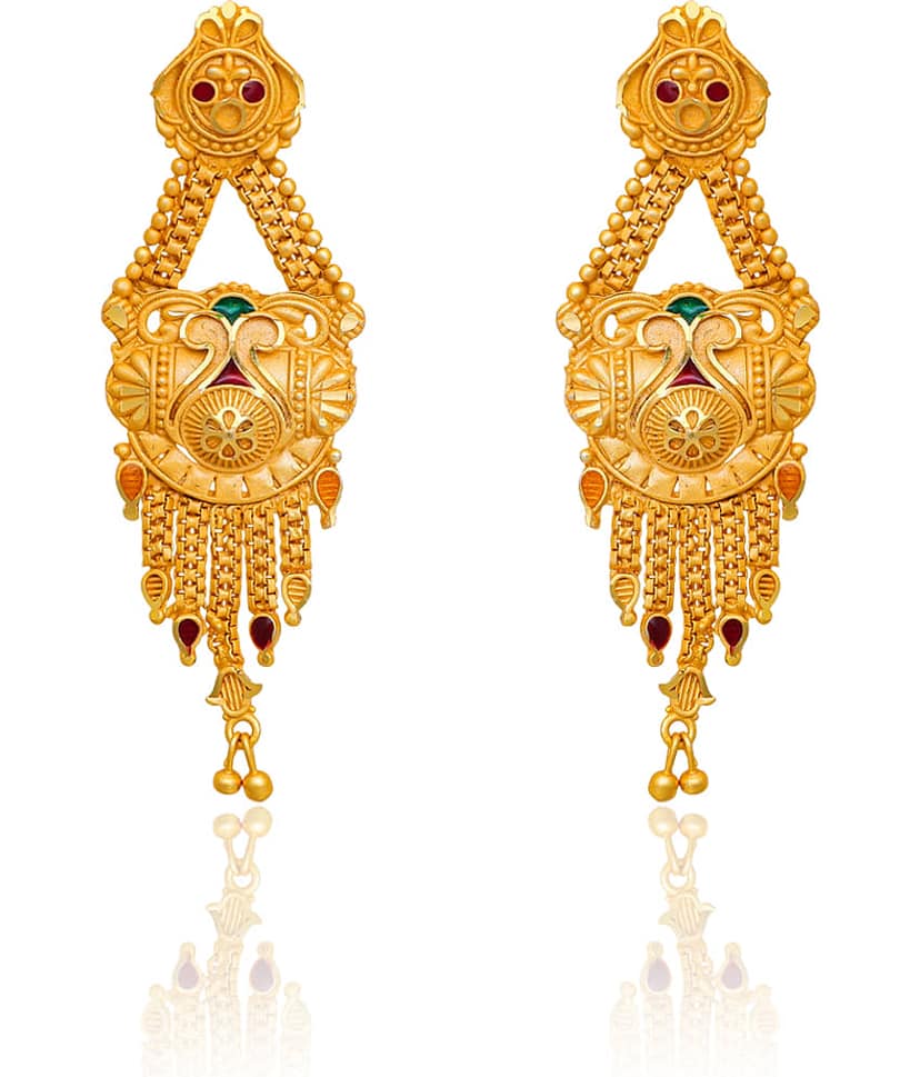 LUV FASHION Gold Danglers Earrings ( Pack of 1 ) view 2