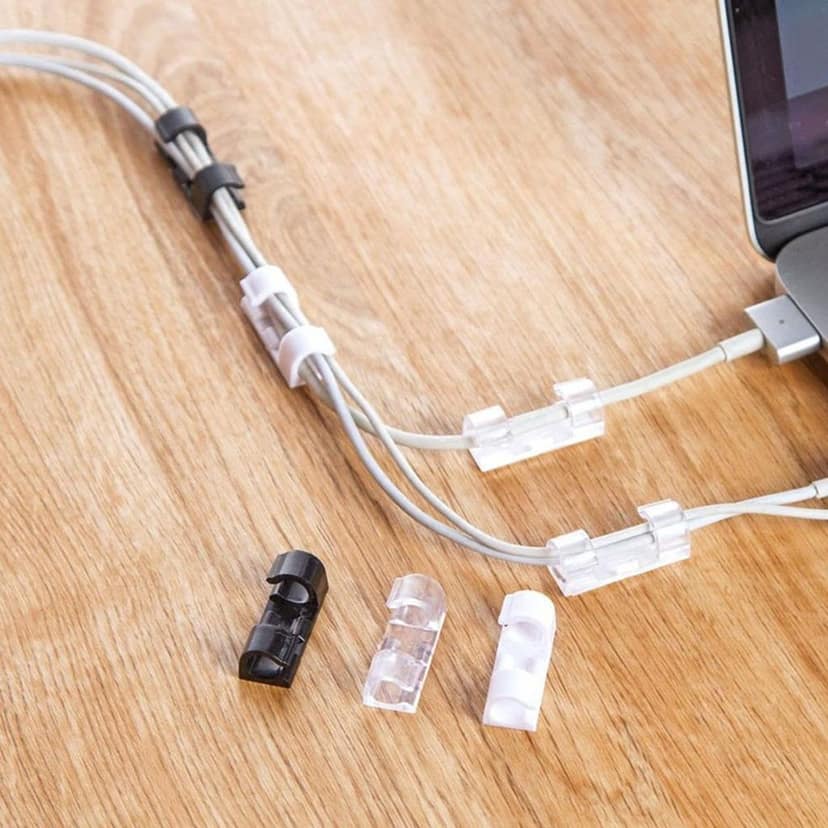 DHRUVINSRI Cable Clips Wire Manage Holder Sticky Mount-Round Plastic Cable Cord - Pack of 20 view 6