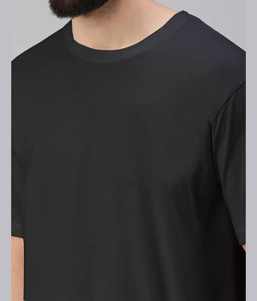 Veirdo Pack of 1 100% Cotton Oversized Fit Men's T-Shirt ( Black ) view 2