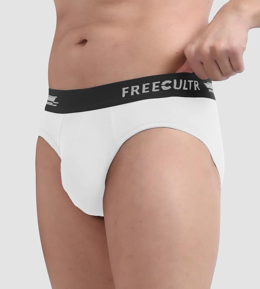FREECULTR Men's Underwear Anti Bacterial Micromodal Airsoft Brief - Non Itch No Chaffing Sweat Proof Pack of 1-Cloud White view 2
