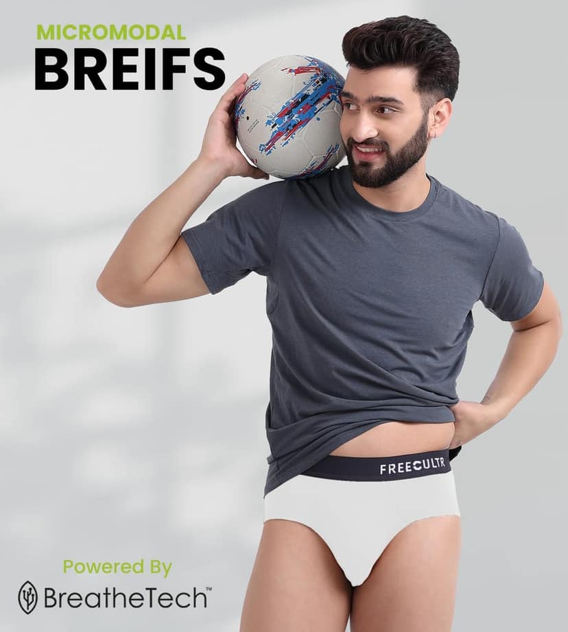 FREECULTR Men's Underwear Anti Bacterial Micromodal Airsoft Brief - Non Itch No Chaffing Sweat Proof Pack of 1-Cloud White view 4