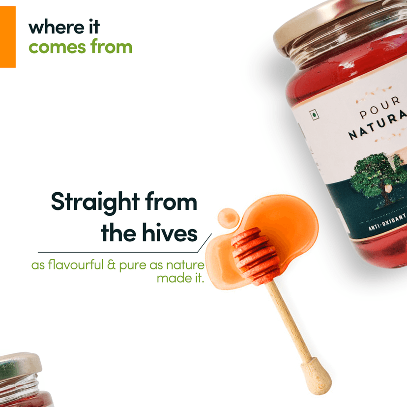 Pour Naturale Honey: Forest Honey| Pure and Natural Honey| Helps build immunity| High antibiotic and anti-inflammatory properties| Glass Jar (500gm) view 3