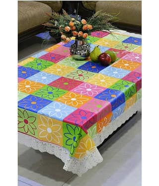 Generic Printed PVC 4 Seater Rectangle Table Cover ( 150 x 95 ) cm Pack of 1 Multicolor