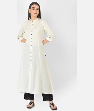 Pistaa - Off White Cotton Blend Women's A-line Kurti ( Pack of 1 )