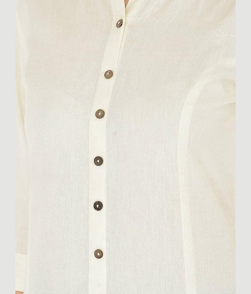 Pistaa - Off White Cotton Blend Women's A-line Kurti ( Pack of 1 ) view 2