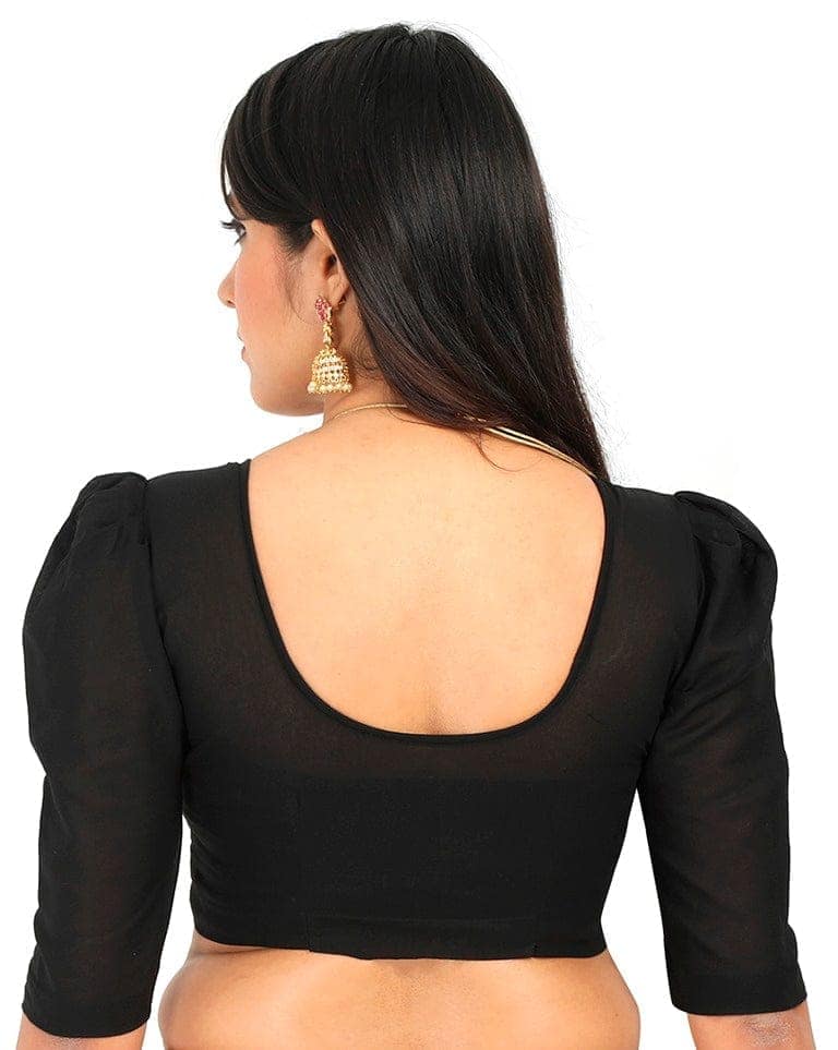 Cotton Puff Sleeve blouse, Black view 2
