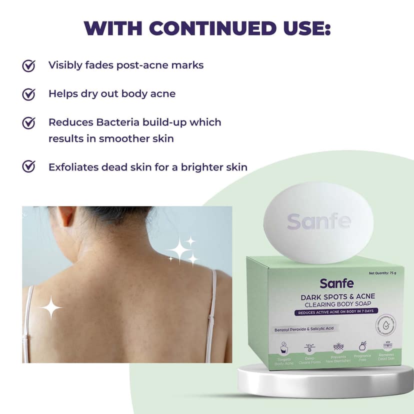 Sanfe Dark Spots & Acne Clearing Body Soap, 75gm view 4
