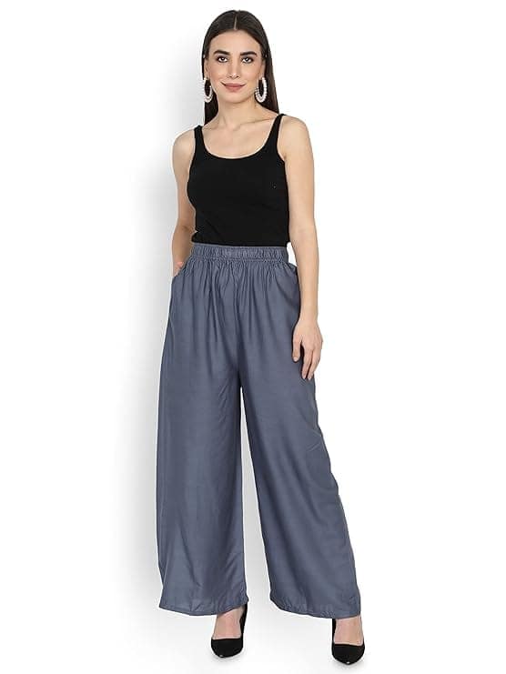 Women's Rayon Solid Soft Palazzo Pants Trousers Combo -2 Pieces view 5