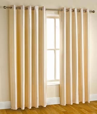 Panipat Textile Hub Solid Semi-Transparent Eyelet Door Curtain 7 ft Pack of 2 -Beige