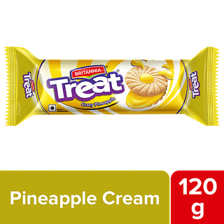 Britannia Treat Pineapple Cream Biscuits, 120 gm
