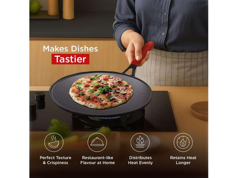 Pigeon Imperi Cast Long Pre-seasoned Iron Tawa Induction Base Black - 280mm view 4