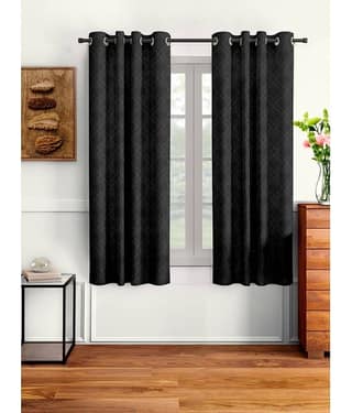 Cortina - Floral Embossed Room Darkening Eyelet Curtain-9 Ft-pack of 2
