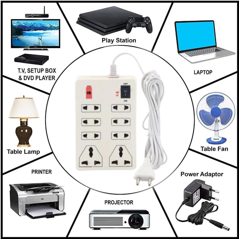 Extension Board Mini 8+1 LED Indicator 2.5 mtr Universal Long Cable Without USB Port Extension Board (Pack of 1) view 4