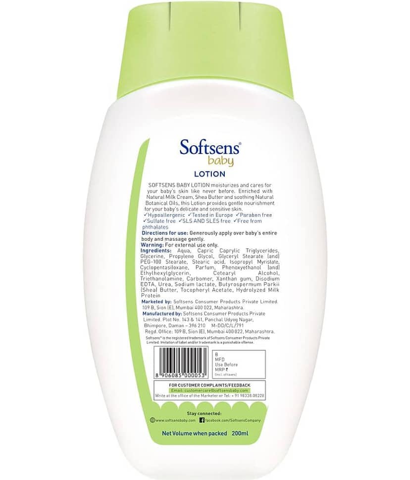 Softsens Baby Nourishing Lotion with Milk Cream & Shea Butter For Face & Body Kids, 200ml, Pack of 2 view 2