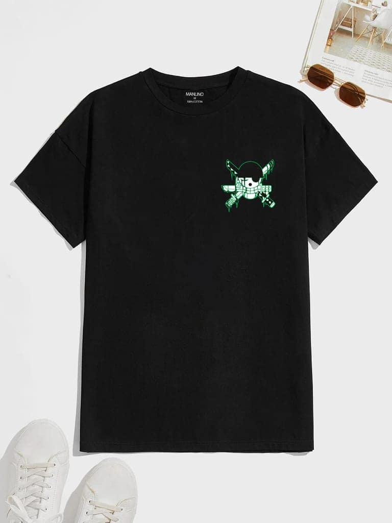 SCOTT FINCHER Men's One Piece Anime T-Shirt, Roronoa Zoro T-Shirt, Japanese Anime Shirt, Manga Shirt, Gift for Anime Fans : AA(HSR)BLACK_136 view 3