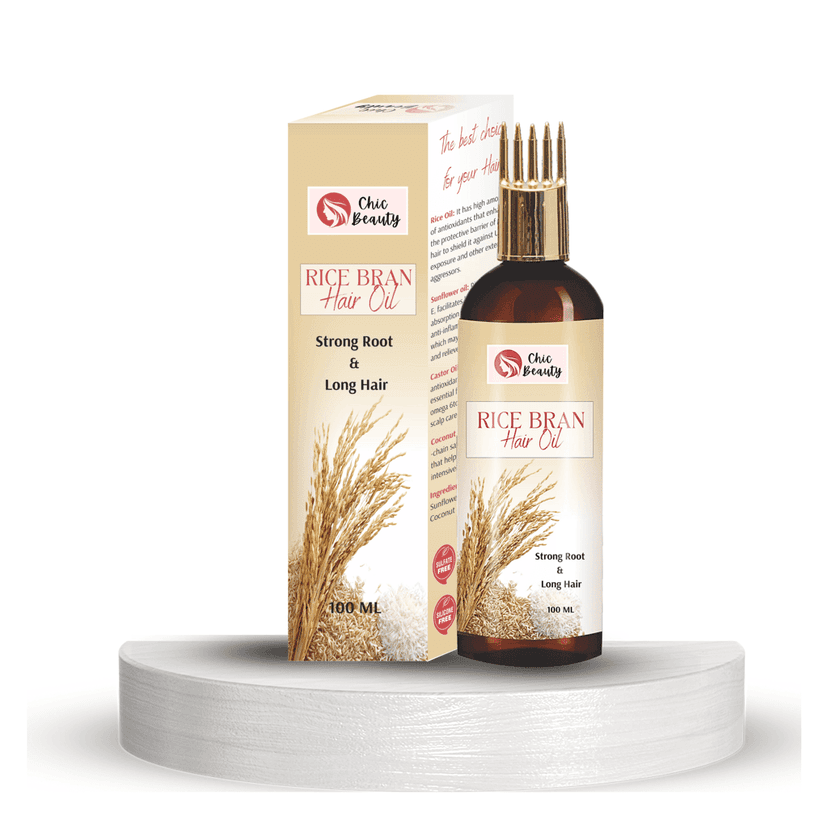 Chic Beauty Hair Care Combo for Long Hair (Rice Bran Hair oil 100ML + Rice Water Shampoo 300ml) view 3