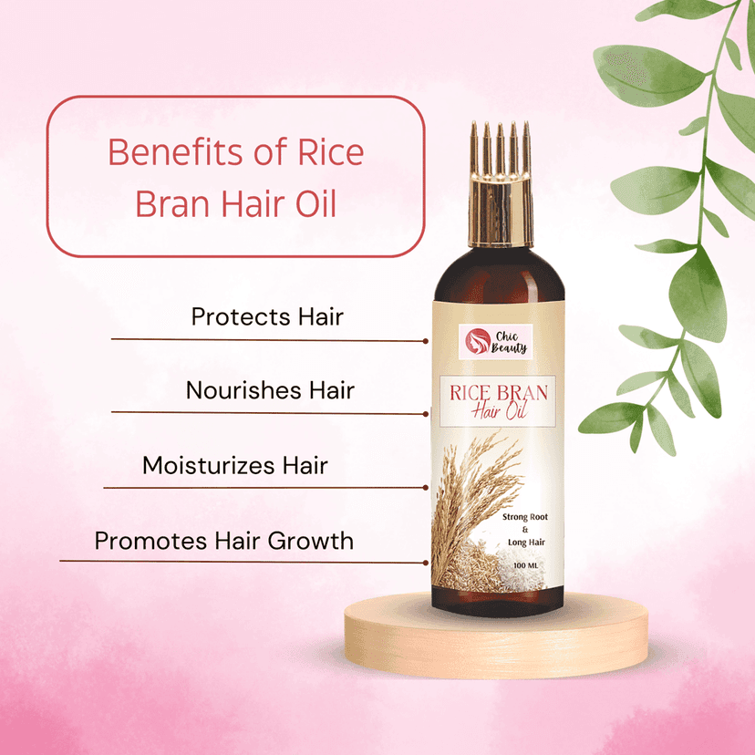 Chic Beauty Hair Care Combo for Long Hair (Rice Bran Hair oil 100ML + Rice Water Shampoo 300ml) view 4
