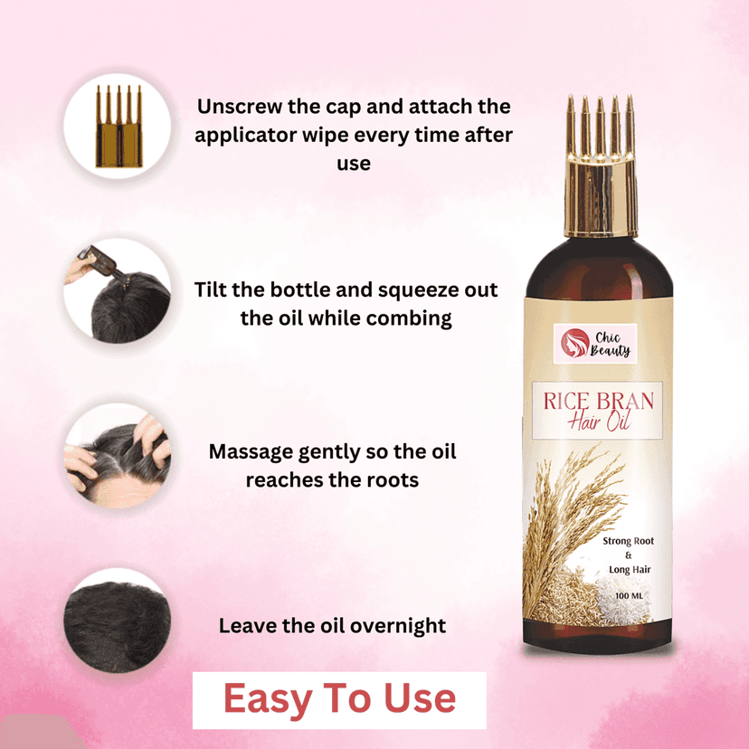 Chic Beauty Hair Care Combo for Long Hair (Rice Bran Hair oil 100ML + Rice Water Shampoo 300ml) view 6