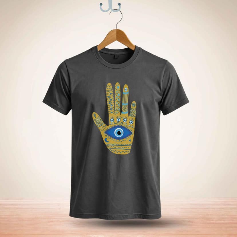 Trishoolin 100% Cotton Regular Fit Graphic T-Shirt | Mystical Eye Graphic Theme Art Crew Neck Half Sleeve Tee (Design 30148MB, Pack of 1)