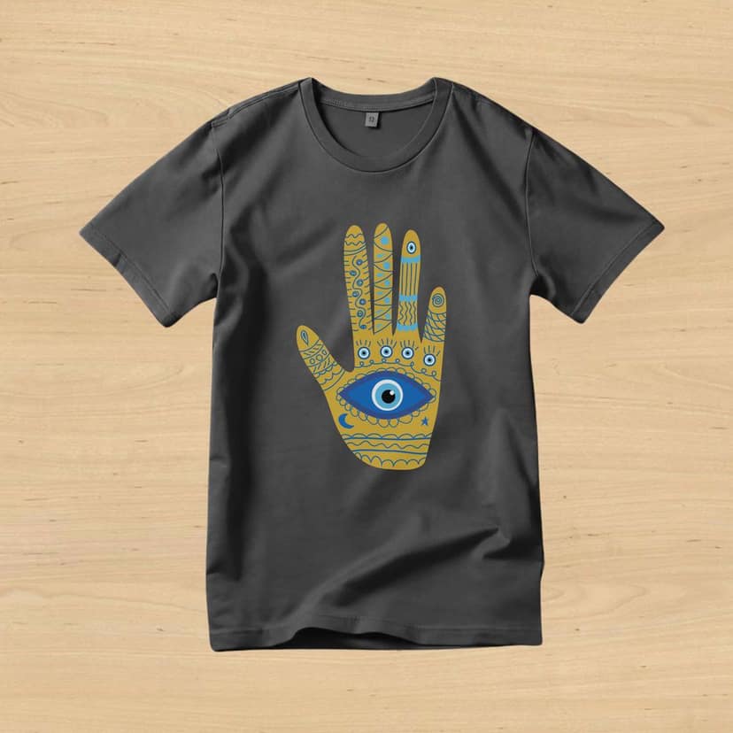 Trishoolin 100% Cotton Regular Fit Graphic T-Shirt | Mystical Eye Graphic Theme Art Crew Neck Half Sleeve Tee (Design 30148MB, Pack of 1) view 2