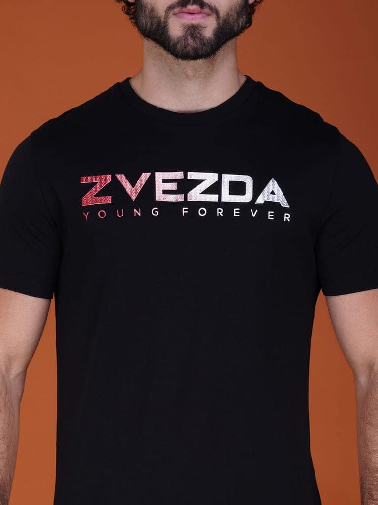 Men’s Trendy Branded Pure Cotton European Fit T-Shirt Black view 4
