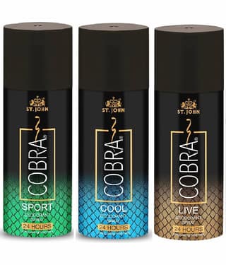 ST.JOHN Cobra Live,Cool & Sport Deodorant Spray for Men 150ml Each (450ml) - Pack of 3