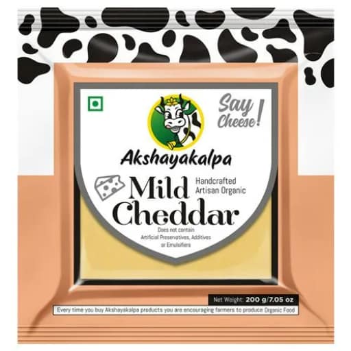 Akshayakalpa - Organic Cheddar Plain Young/Mild, 200 grams