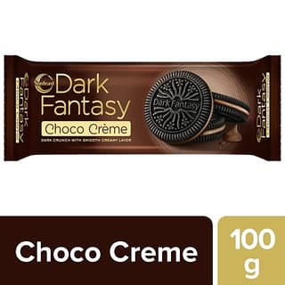 Sunfeast Dark Fantasy - Choco Creme, Dark Crunchy Biscuit With Smooth Creamy Layer, 100 G Pouch