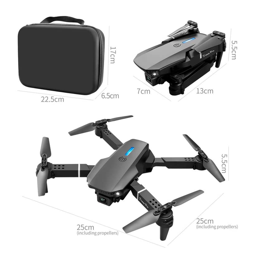 E88 Pro Drone with 4K HD Dual Camera | Screen Remote Controller, Optical Flow Stability | App Control | Double Battery | Includes 8GB Memory Card view 10