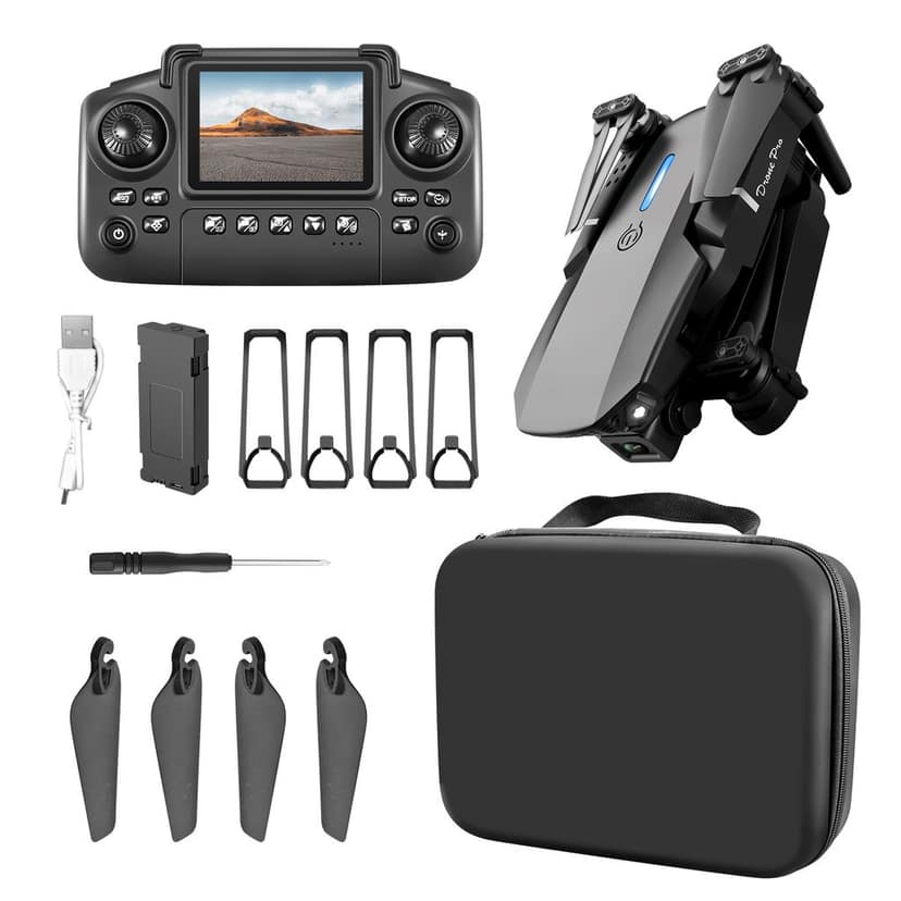 E88 Pro Drone with 4K HD Dual Camera | Screen Remote Controller, Optical Flow Stability | App Control | Double Battery | Includes 8GB Memory Card view 6