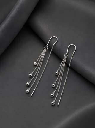Axora Life 925 Sterling Silver Multi-Chain Drop Earrings with Polished Ball Charms