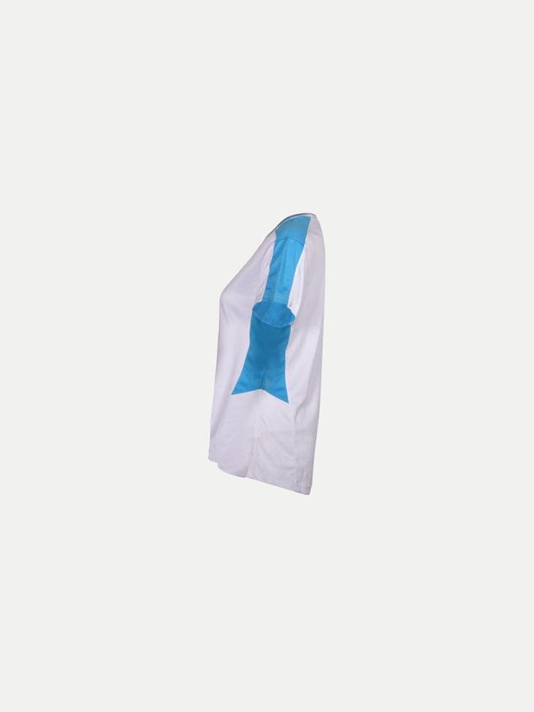 Women White / Blue Graphic Printed Gym T-shirt view 3