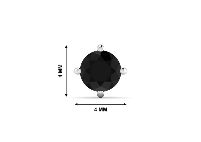 Black Round Solitaire Men's Ear Stud (1 Pc Only) view 6