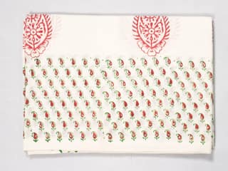 Red and Green kalankaari screen Print silk saree