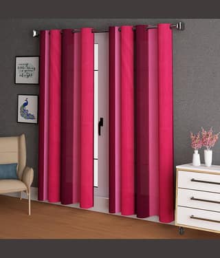 N2C Home - Brown Polyester Colorblock Window Curtain ( Pack of 2 )
