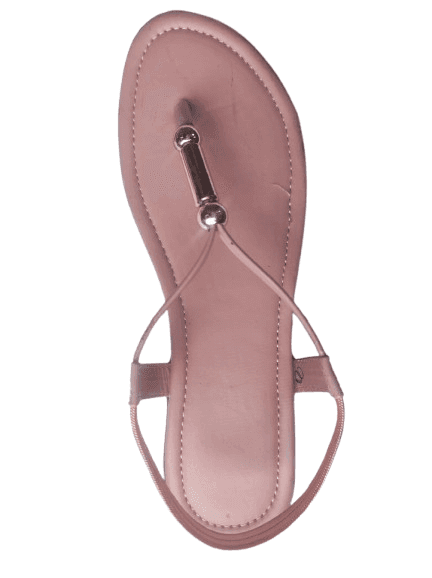 Women's Elegant Blush Pink Flat Toe-Loop T-Strap Sandals view 3