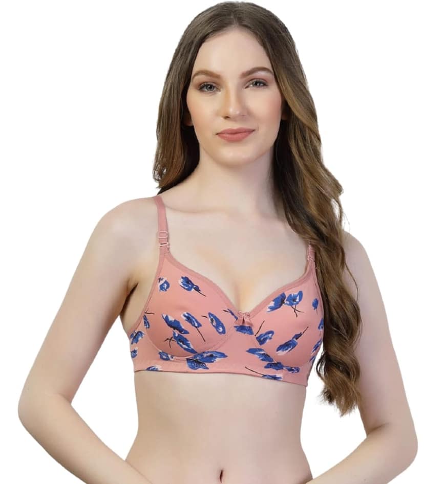 ADORNSTAR Women's Cotton Padded Floral Print Non-Wired Full Coverage Bra